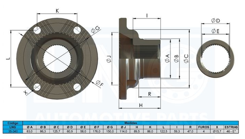 FLANGE DIFERENCIAL IVECO STRALIS 46 ESTR 35-340 