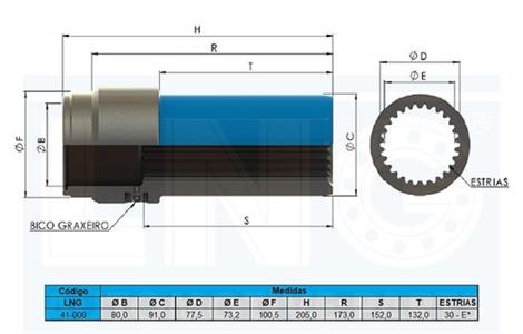 LUVEIRA CARDAN VOLVO VM / MERCEDES 30 ES 41-008 