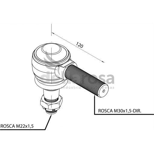 TERMINAL DIRECAO FORD / VW LD ROSCA 30MM P02420 