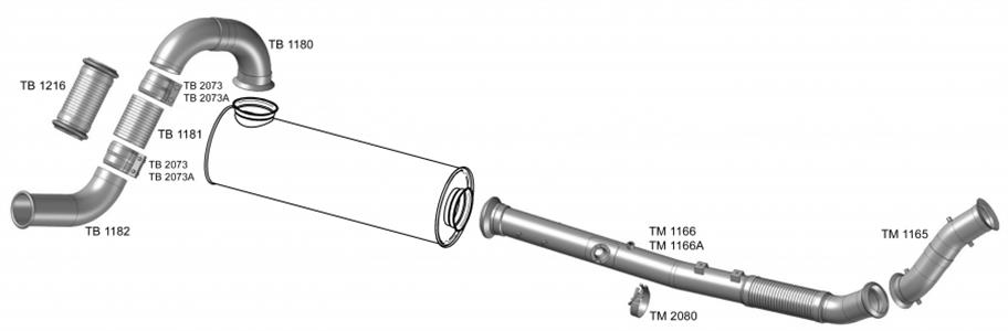 TUBO INTERMEDIARIO SAIDA MOTOR INOX TM1166 
